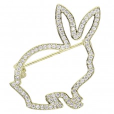 Easter Bunny CZ Fashion Pin Brooch costume jewelry gift - BR093