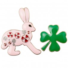 Easter Bunny Leaf Clover Fashion Pin Brooch gold jewelry - BR095