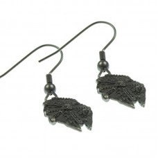 Stainless Steel Millennium Falcon 3D Dangle Earrings