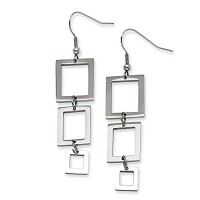 Stainless Steel Rectangle Dangle Earrings