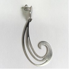 Designer Floating Long Wave Sign Earrings, Stainless Steel, Hypoallergenic