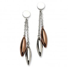 Stainless Steel Chocolate IP plated Dangle Post Earrings
