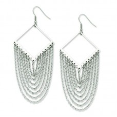 Stainless Steel Diamond Shape with Dangle Chain Earrings