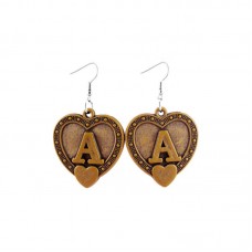 Letter A love heart Earrings U pick iron or Stainless Steel hook&circle New
