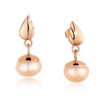Fashion Jewelry IP Rose Gold 316L Stainless Steel with Nature Pearl Earrings