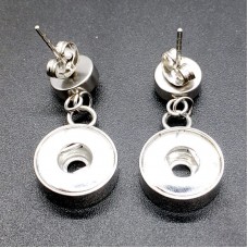 Women Stainless Steel Snap Earring Interchangeable Jewelry Fit 12mm Snap Charm 