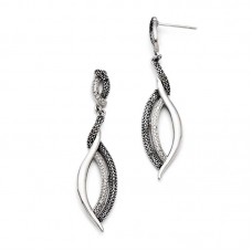 Stainless Steel Antiqued CZ Post Dangle Earrings
