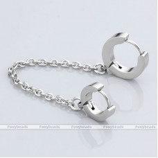 Rock Stainless Steel Hoop Huggie Slave Chain Connector Earring Ear Stud Piercing