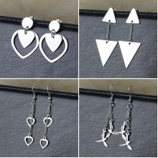 4Pair/Lot Mix wholesale Fashion Stainless Steel Drop Stud Earrings Women Jewelry