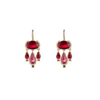 Red Stone Chandelier Pierced Earrings - E566