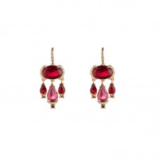 Red Stone Chandelier Pierced Earrings - E566