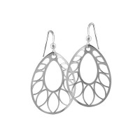 Silver Color Oval Stainless Steel Earrings - E574