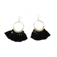 2017 Hot Sell Black Sweety Tassel Stainless Steel Earrings