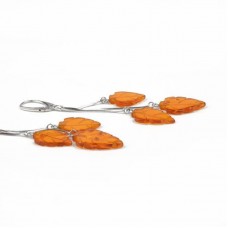New style ODM honey amber leaves stainless steel earrings