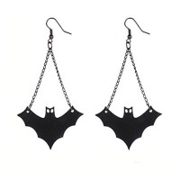 Black Vampire Bat Dangle Hanging Earrings for Halloween Decor costume