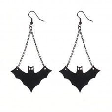 Black Vampire Bat Dangle Hanging Earrings for Halloween Decor costume