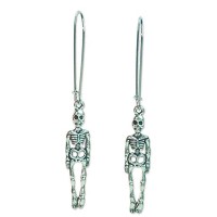 Hot Sale Skull & Skeleton Charm Dangle Stainless Steel Earrings on Kidney Earwires