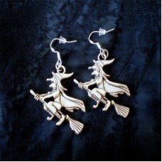 SILVER BIG WICKED WITCH COSTUME DANGLE EARRINGS HALLOWEEN GIFT