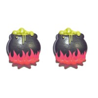 WITCH'S CAULDRON HALLOWEEN PIERCED or CLIP ON EARRINGS