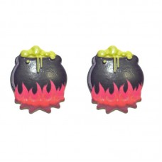 WITCH'S CAULDRON HALLOWEEN PIERCED or CLIP ON EARRINGS
