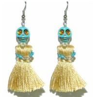 DAY OF THE DEAD SKULL TASSEL HALLOWEEN DANGLE EARRINGS