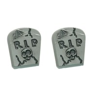 SPOOKY HALLOWEEN TOMBSTONE STUD or CLIP ON EARRINGS