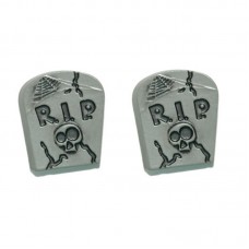 SPOOKY HALLOWEEN TOMBSTONE STUD or CLIP ON EARRINGS