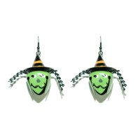 SPOOKY GREEN WITCH BELL HALLOWEEN DANGLE EARRINGS