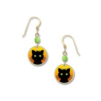 BLACK CAT EARRINGS by Lemon Tree Jewelry Halloween Dangle