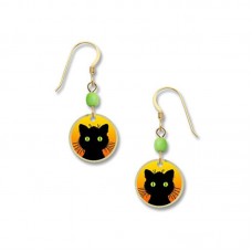 BLACK CAT EARRINGS by Lemon Tree Jewelry Halloween Dangle