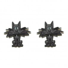 BLACK ALLEY CAT STUD HALLOWEEN EARRINGS