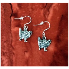 SILVER TURKEY DANGLE FOOD GOBBLE GOBBLE THANKSGIVING EARRINGS