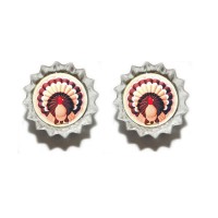 THANKSGIVING TURKEY BOTTLE CAP PIERCED or CLIP ON EARRINGS - 4 CHOICES