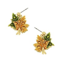 THANKSGIVING HARVEST AUTUMN LEAVES ENAMEL WITH RHINESTONES EARRINGS