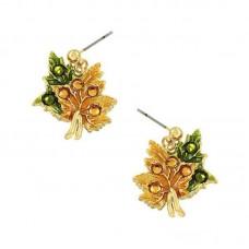 THANKSGIVING HARVEST AUTUMN LEAVES ENAMEL WITH RHINESTONES EARRINGS