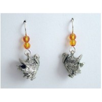 Pewter & Stainless Steel Turkey dangle Earrings-Thanksgiving- Bird- Turkeys