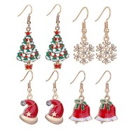 Colorful Christmas Dangle Stainless Steel Earrings Set for Women Girls