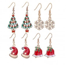 Colorful Christmas Dangle Stainless Steel Earrings Set for Women Girls