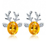 2017 Newest Crystal Gemstone luxury three dimensional Christmas reindeer earing