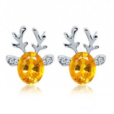 2017 Newest Crystal Gemstone luxury three dimensional Christmas reindeer earing