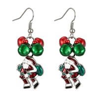 Mixed Color Enamel Jingle Bells Santa Clause Christmas Gift  Drop Earrings for Women Girls 