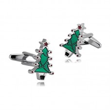 2017 New Arrival High Quality Stainless Steel Christmas Tree Silver Cufflink For Men Kids