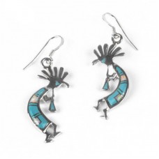 Turquoise & Opal Kokopelli Stainless Steel Earrings- E760