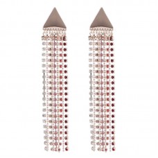 Triangle Stud Chain Stainless Steel Drops Earrings- E764