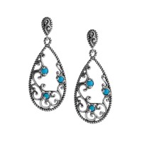 Stainless Steel Silver Color Sleeping Beauty Teardrop Earrings - E802