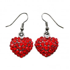 Rhinestone Fashion Jewelry Valentine's Day Red Heart Earrings Love  - E807