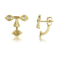 High Quality Human Face Stainless Steel Gold Plated Earrings - E730