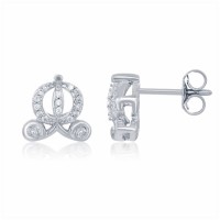 Silver Color Cinderella Carriage Stainless Steel Earrings - E569