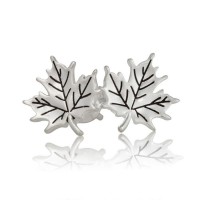 Natural Maple Leaf Studs Stainless Steel Earrings - E584