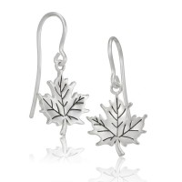 Natural Maple Leaf Stainless Steel Earrings - E585